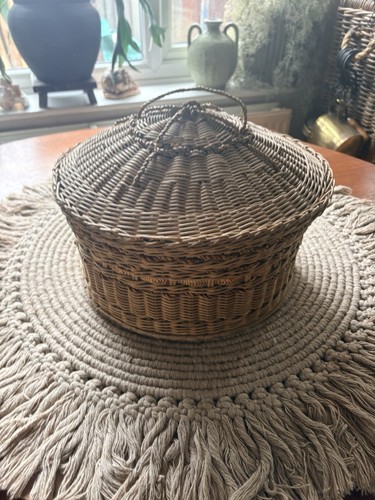 Vintage wicker storage basket - wicker,