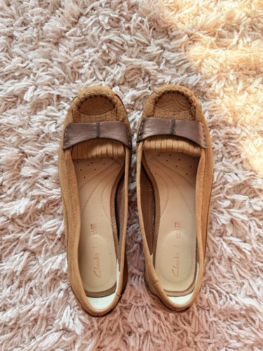 Clarks tan leather shoes - leather,