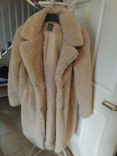 Primark teddy coat beige - coat, size