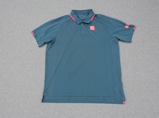Uniqlo Dry Ex Tennis Polo Shirt Mens XL Blue Teal Roger Federer 2021 French Open