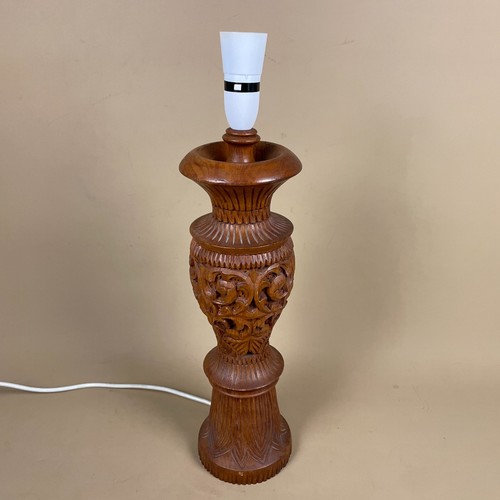 Hand carved indian wood lamp - hand,