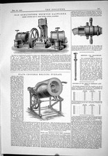 Old Print 1883 Gas Exhausters Beckton Gasworks Gwynne Piat Furnace Hepton 19th