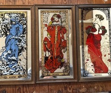 Vintage Alphonse Mucha Mirror Set of 3 Four Seasons Summer Autumn Winter
