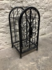 Black metal lockable wine - , rack