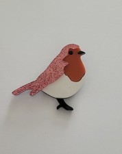 Acrylic Robin Bird Brooch