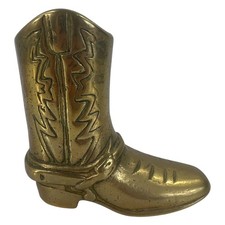 Vintage Gold Solid Brass Cowboy Boot Spur Paperweight Vase Decorative Ornament