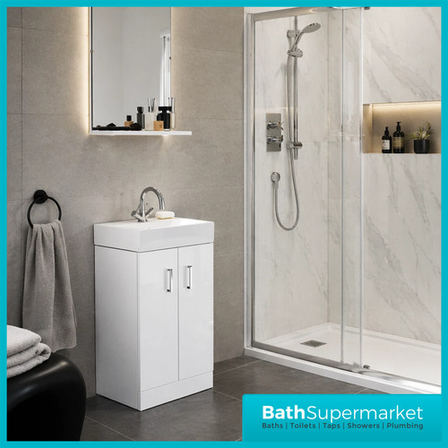 450mm gloss white vanity unit - white,