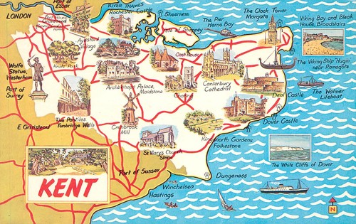 Kent map postcard - -,