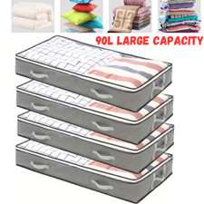 90L Large Underbed Storage Bag Shoes Clothes Zipped Organizer Fabric Storage Bag