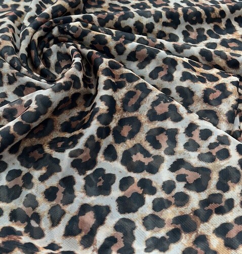 Brown leopard mesh fabric - brown,