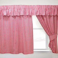 Gingham Check Cherry Curtains