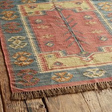Vintage Kilim Wool Jute Rug