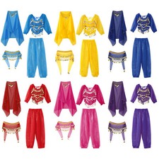 Girls Halloween Performance Costume Belly Dance Outfits with Hip Scarf Headscarf