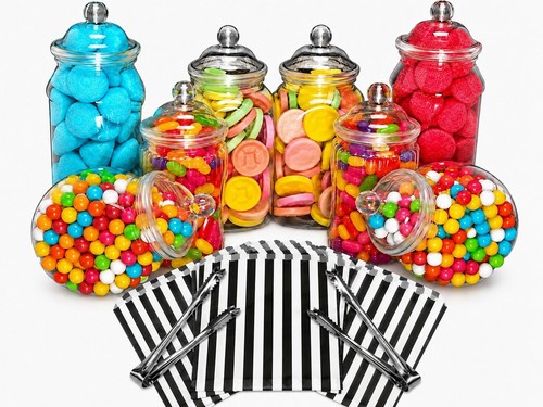 Assorted plastic sweet jars - 8,