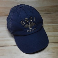 G-Star Raw Denim Baseball Cap, Logo Blue Mesh Trucker Hat - Adjustable Size