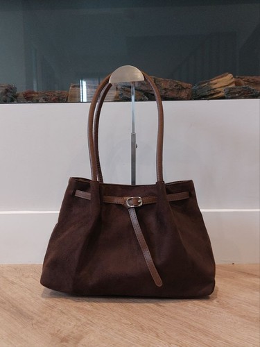 Brown suede hand bag women - , |