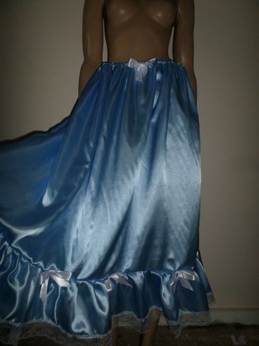Baby blue satin petticoat - petticoat, 36"