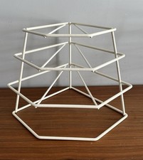 Vintage Plastic Coated Wire Plate Rack Corner Stand Storage 3 Tier Retro White