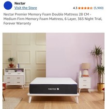 Nectar Premier Memory Foam Double Mattress 28 CM-Medium,6 Layer,Forever Warranty