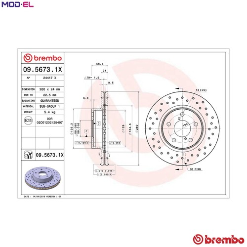Brake disc 5673 - 2x, for