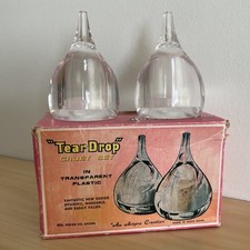 Vintage Mid-Century Guzzini style clear plastic salt & pepper shakers orig box 