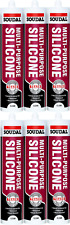 Soudal Multi Purpose Silicone Sealant Waterproof Mould Resistant Clear 270ml x 6