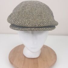 Vintage Harris Tweed Flat Cap Men's 57cm Light Brown 100% Wool Bakerboy Peaked