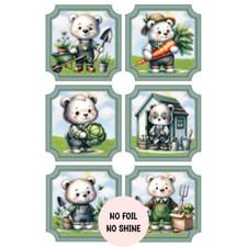 6 Cute Gardening Bear Card Making Toppers Craft For Green Thumb Gardener Grandpa