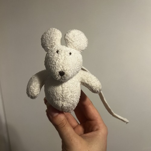 Cute white mouse - plush, with