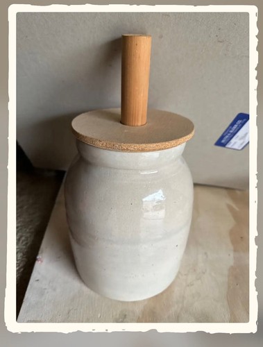 Vintage stoneware butter churn - vintage,