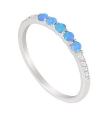 Blue Opal 925 Sterling Silver Ring , Size - R
