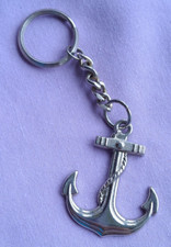 Silver Tone Metal Ships Anchor Nautical Key Ring Key Chain #4