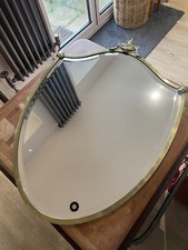 Italian 20th Century Brass Frame Bevel Edged Shield Wall Mirror -Gio Ponti Style