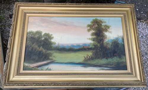 Antique gilt framed oil - antique,