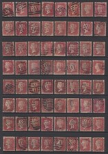 GB Stamps Queen Victoria 1d Reds X 64 Mixed Quality Postmark Interest.