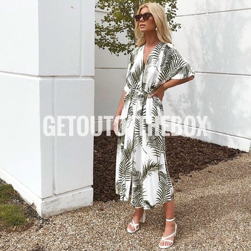 White green palm leaf - h&m,