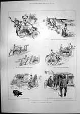 Antique Old Print Tour Tandem Tricycle Humours Cynicus Orpheus Eurydice 1891