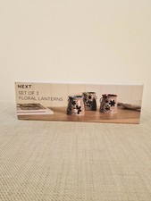 Tea Light Holders-Next Set of 3 Pink Ceramic Floral Tea Light Holders Lanterns 