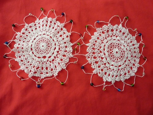 Two handmade white lace beaded