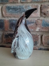Large Glass Penguin Ornament Quirky Paperweight 18.5 cm High Display Collector 