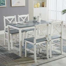 Classic Solid Wooden Dining Table and 4 or 2 Chairs Set Kitchen Home