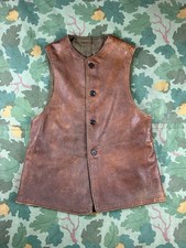 US ARMY WWI Leather Jerkin Vest 1918 Contract Borman Sheep Lined Coat Co