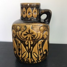 Vintage 60's Bay Keramik Pitcher Bodo Mans Aztec Bird West German Pottery 97 20