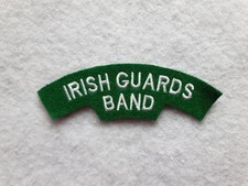 IRISH GUARDS BAND REGIMENT WHITE ON GREEN CLOTH SHOULDER TITLE BADGE
