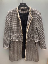 Zara Navy And White Tweed Coat