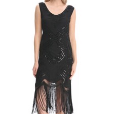 Lady Black Deluxe 20s Roaring 1920s  Costume Sequins Pearls Fancy Dress