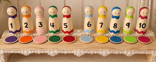 Handmade wooden peg doll - handmade, set