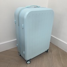 28” Blue Check In Suitcase Hard Shell Luggage 4 Wheel Telescopic Handle New