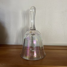 Vintage Krosno Poland Clear Glass  Hand Bell 6”