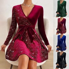 Women Velvet Wrap Mini Dress